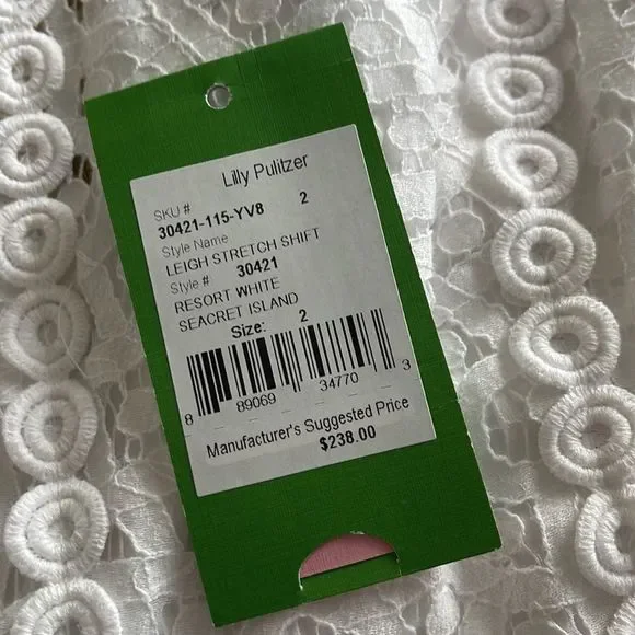 Lilly Pulitzer Leigh Stretch Shift Resort White Seacret Island size 2 - Picture 10 of 10
